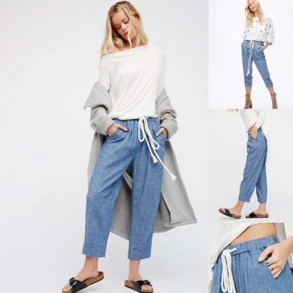SOLD Free People Chambray Linen Pants - Picture 1 of 7